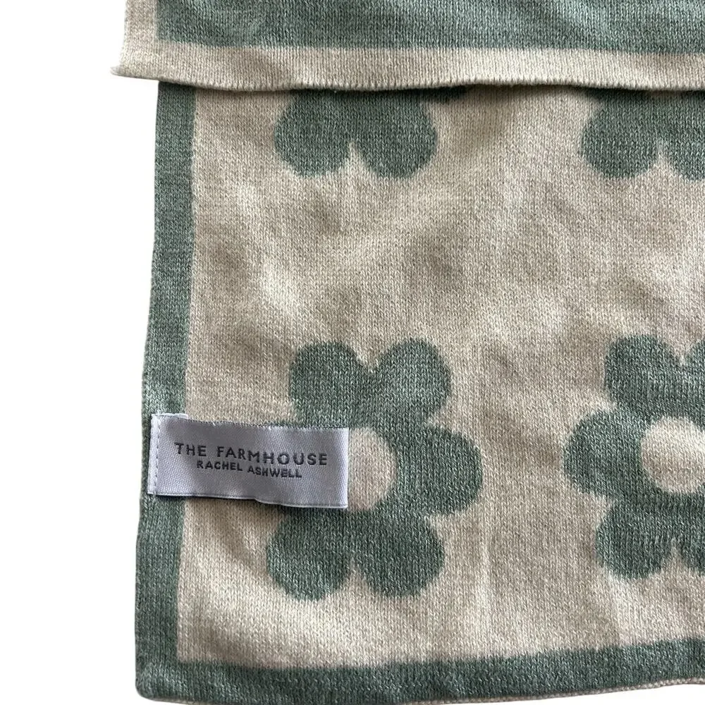 The Farmhouse by Rachel Ashwell Floral Kitchen Towel Sage Green Daisy 100%Cotton